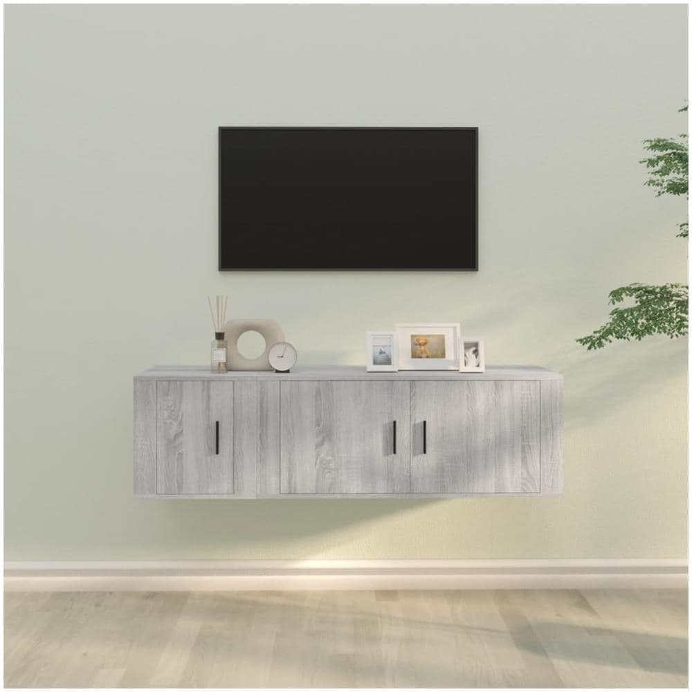 Set Mobili Porta Tv 2 Pz Grigio Sonoma In Legno Multistrato - Foto 1