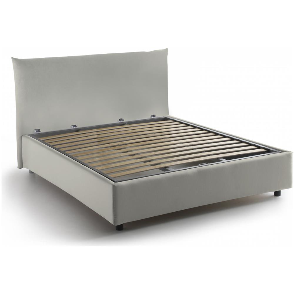 Letto Piazza E Mezza Ornella, Letto Contenitore Con Rivestimento In Tessuto, 100% Made In Italy, Apertura Frontale, Adatto Per Materasso Cm 120x190, Beige - Foto 4