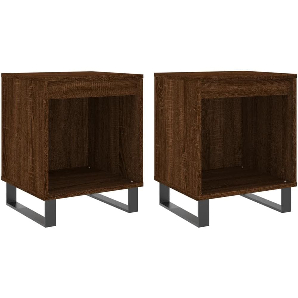 Comodini 2pz Rovere Marrone 40x35x50 Cm In Legno Multistrato - Foto 2