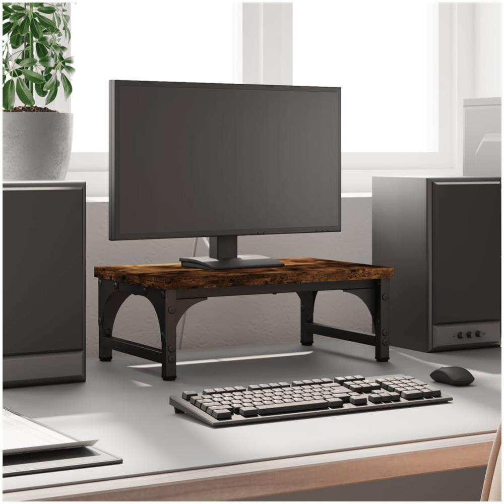 Supporto Per Monitor Rovere Fumo 37x23x14cm Legno Multistrato - Foto 1
