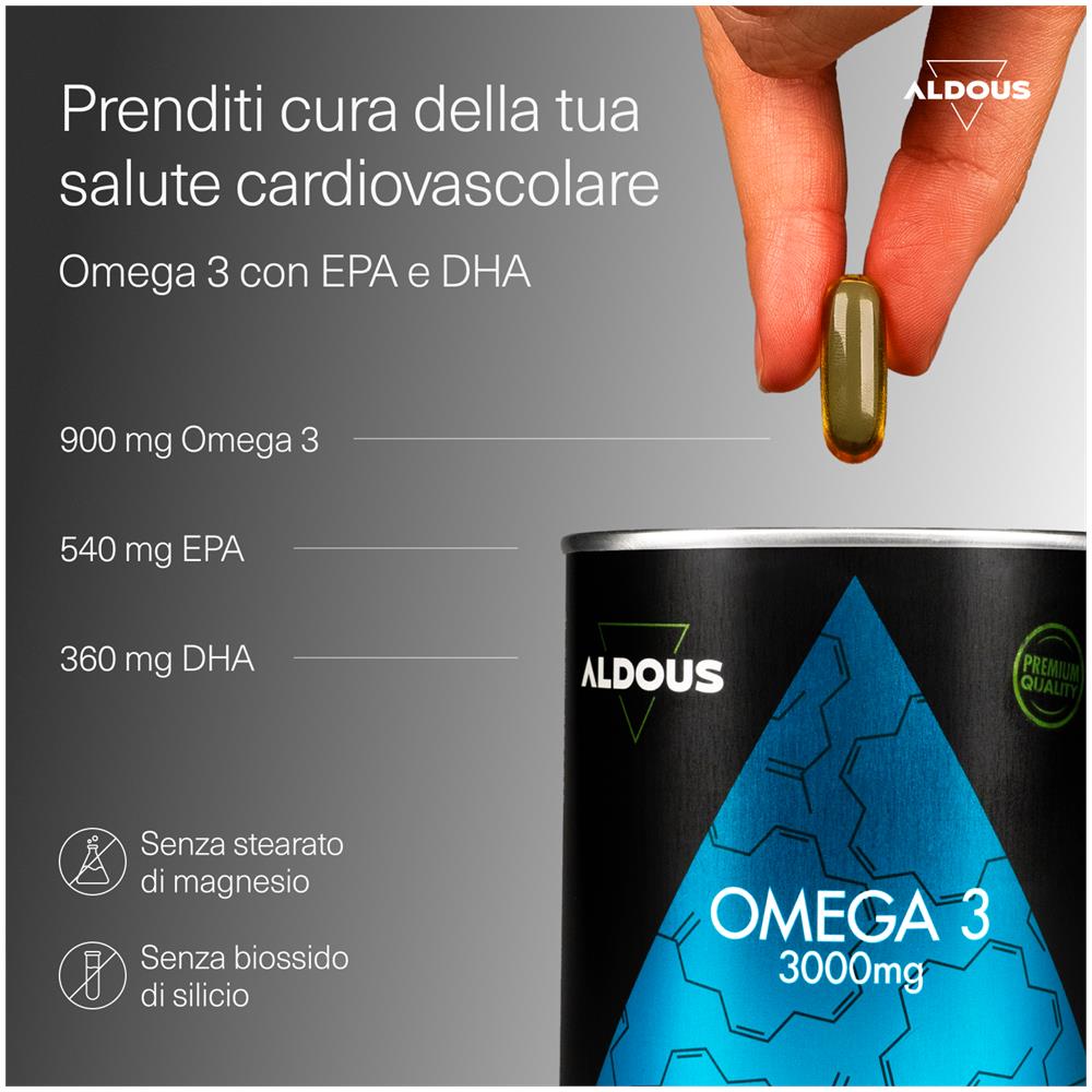 Omega 3 | Olio di pesce 3000 mg | 210 capsule softgel | Aldous - Foto 2