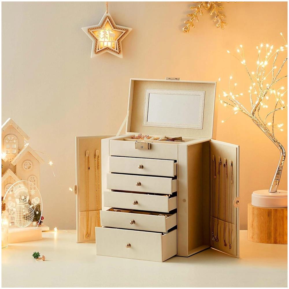 Portagioie Valora bianco con specchio, 5 cassetti e ante laterali - Foto 8