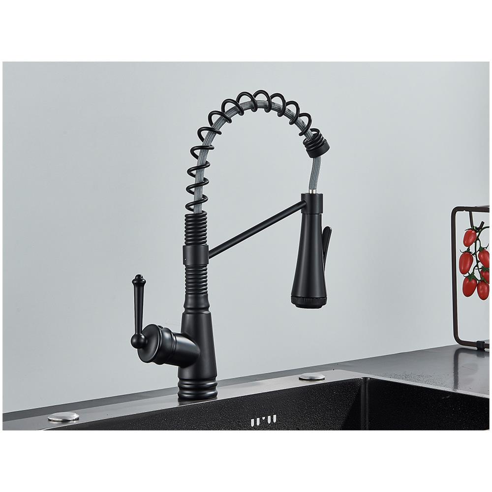 Rubinetto per lavello da cucina, Blackswan, tipo M339, modello nero con 4 modalità e doccia mobile, misura 42 cm - Foto 4