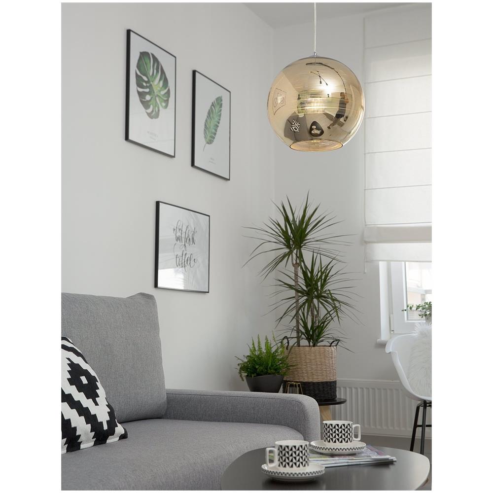 Lampadario Sferico In Vetro Dorato Asaro - Foto 2