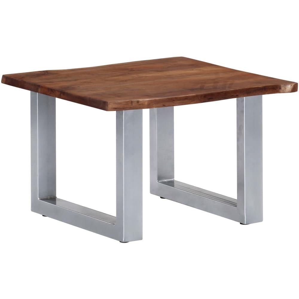 Tavolino Da Caffè Con Bordi Vivi 60x60x40 Cm In Massello Acacia - Foto 1