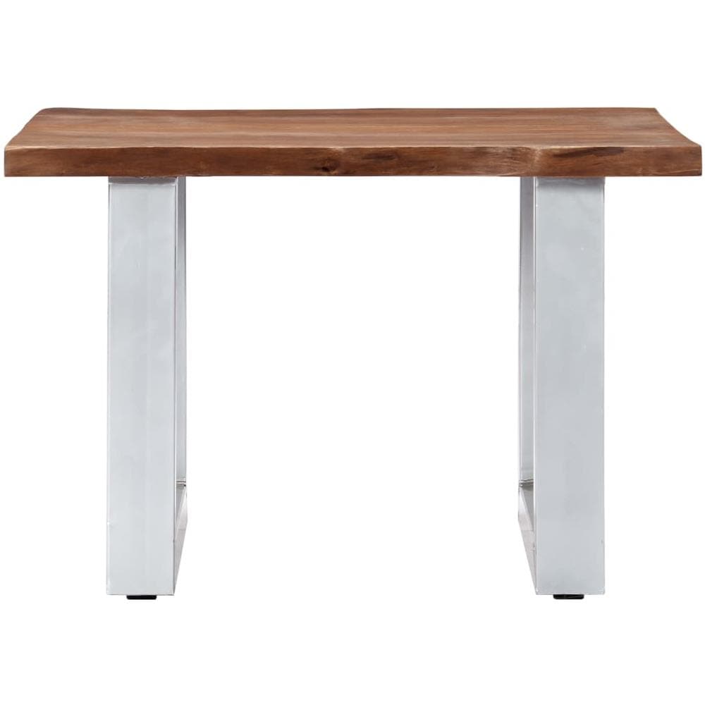 Tavolino Da Caffè Con Bordi Vivi 60x60x40 Cm In Massello Acacia - Foto 2