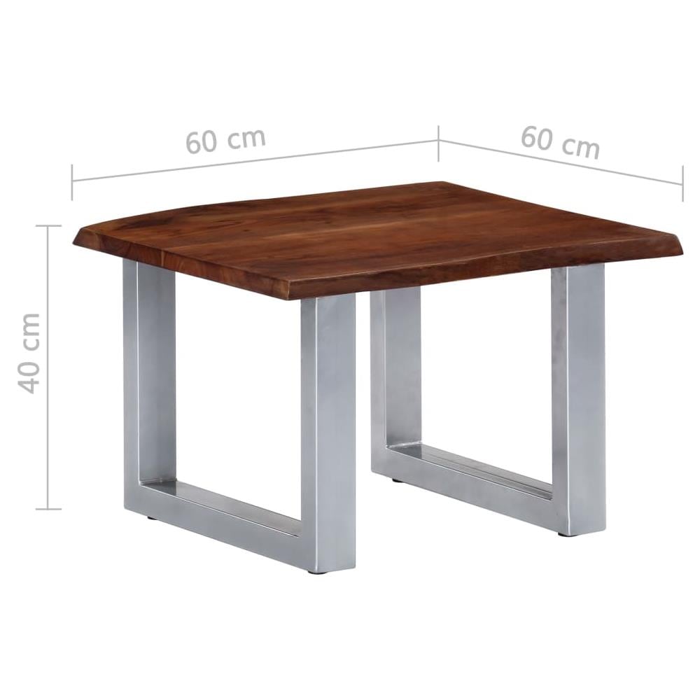 Tavolino Da Caffè Con Bordi Vivi 60x60x40 Cm In Massello Acacia - Foto 8