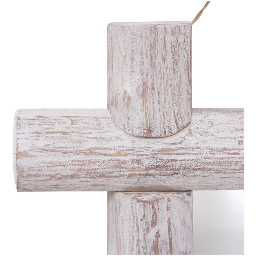 Specchio Con Tronchi Bianco 70x70 Cm Legno Massello Di Recupero - Foto 9
