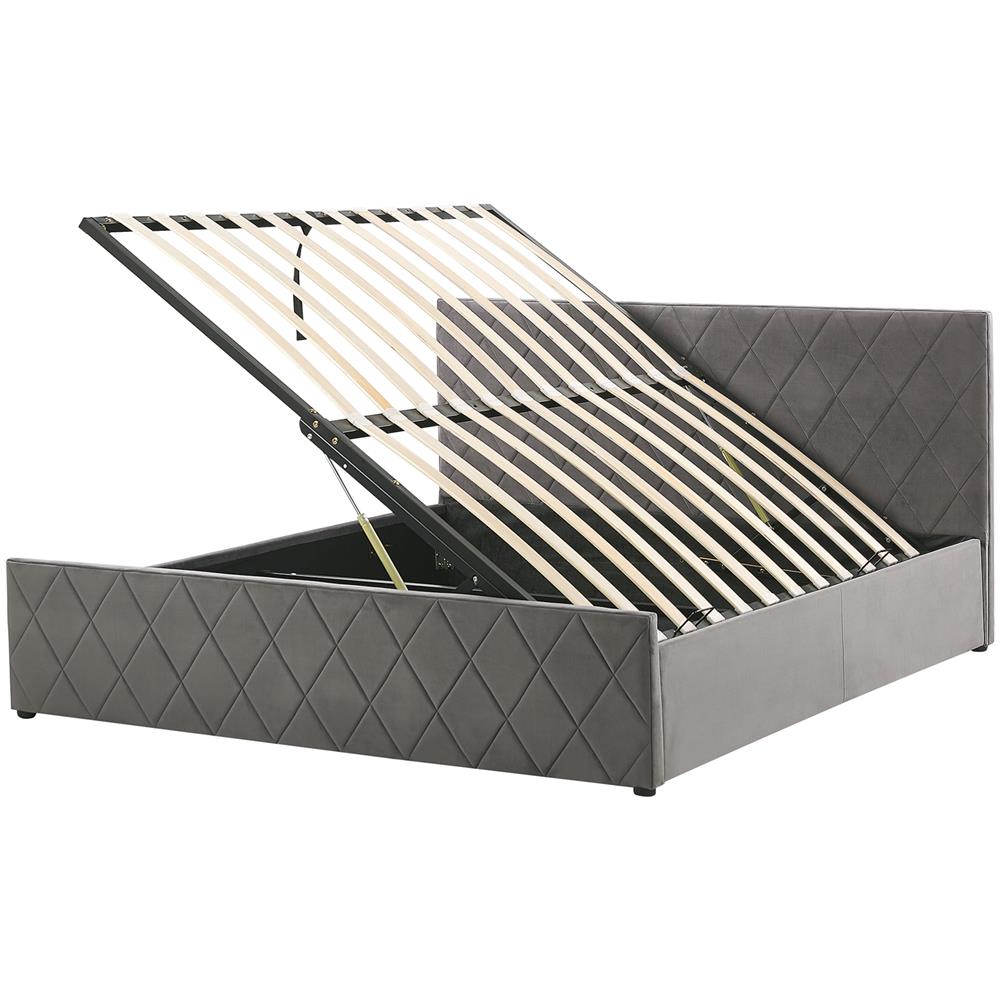 Letto In Velluto Grigio Con Contenitore 160 X 200 Cm Rochefort - Foto 1