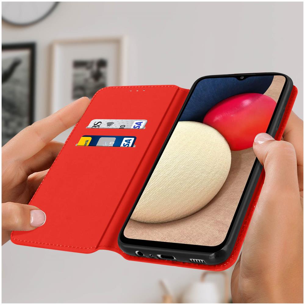 Custodia Samsung Galaxy A02s Portacarte Supporto Similpelle Rosso - Foto 2