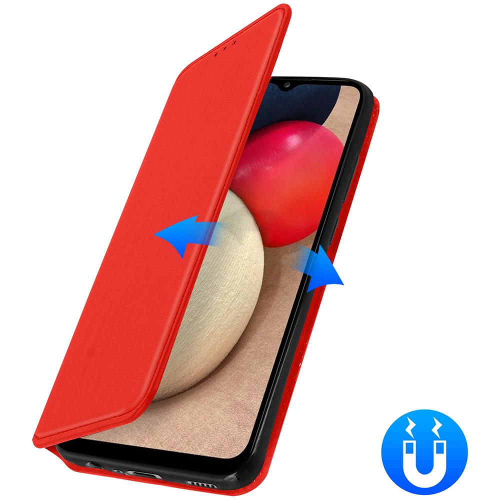 Custodia Samsung Galaxy A02s Portacarte Supporto Similpelle Rosso - Foto 5