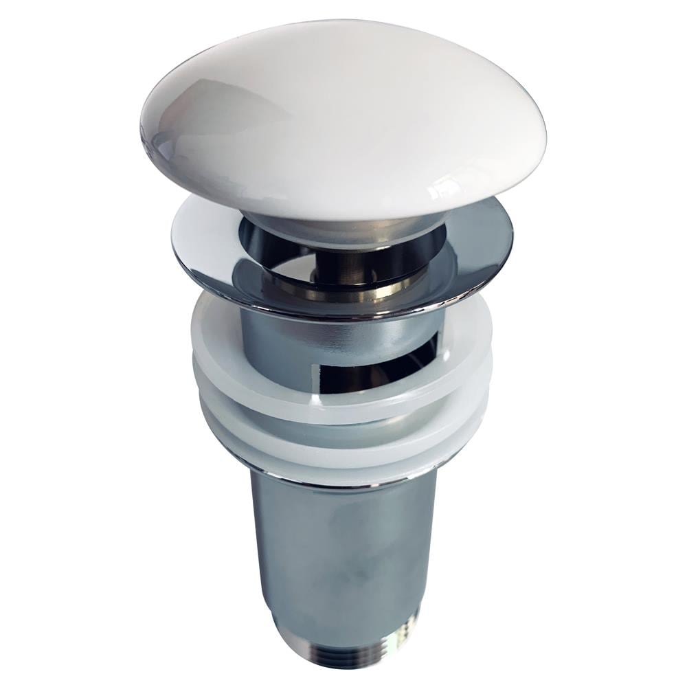 Piletta Click Clack 1.1/4 In Ottone Cromato Ceramica Bianca Per Lavabo Bagno *** Finitura- : Lucido - Foto 1