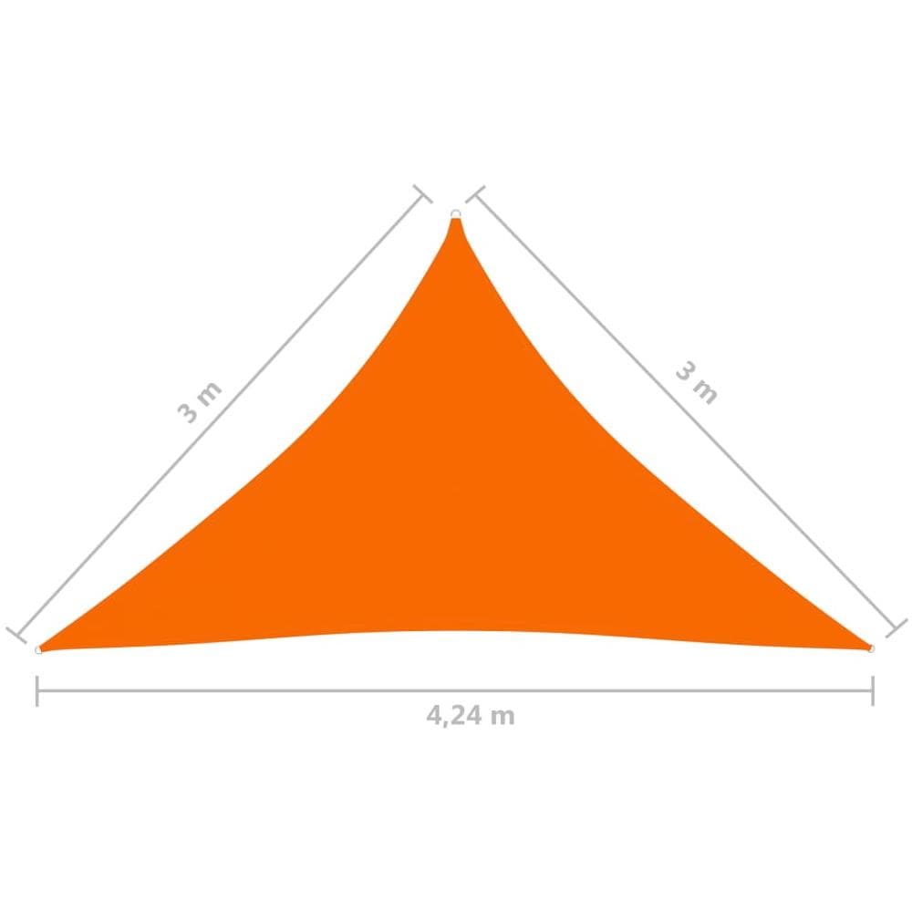 Parasole a Vela Tessuto Oxford Triangolare 3x3x4,24m Arancione - Foto 6