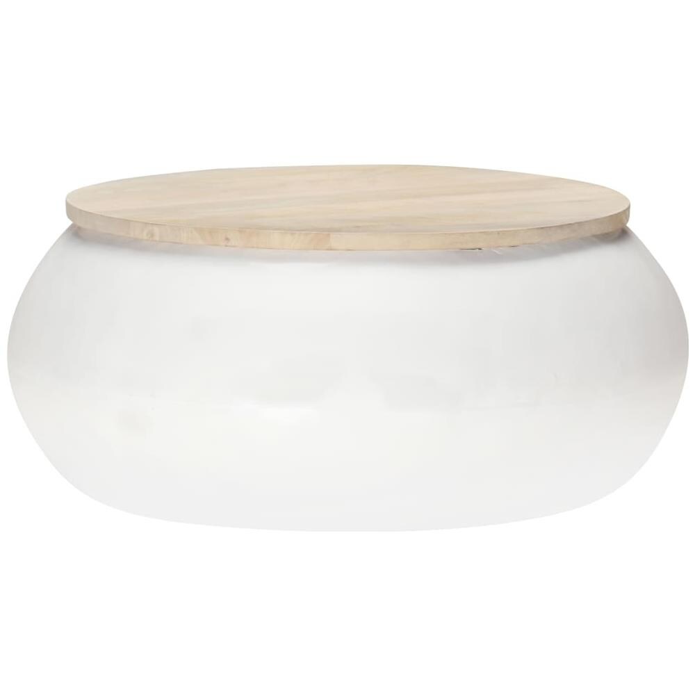 Tavolino Da Caff Bianco 68x68x30 Cm In Legno Massello Di Mango - Foto 1