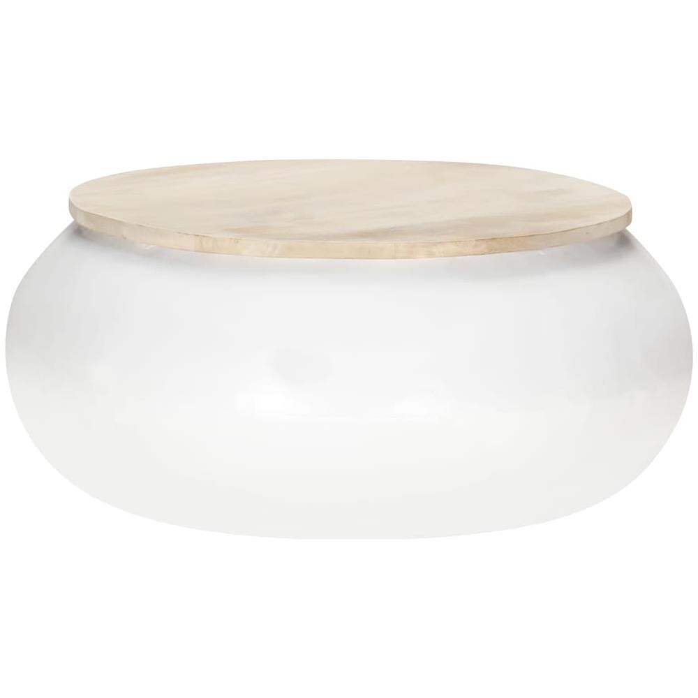 Tavolino Da Caff Bianco 68x68x30 Cm In Legno Massello Di Mango - Foto 8