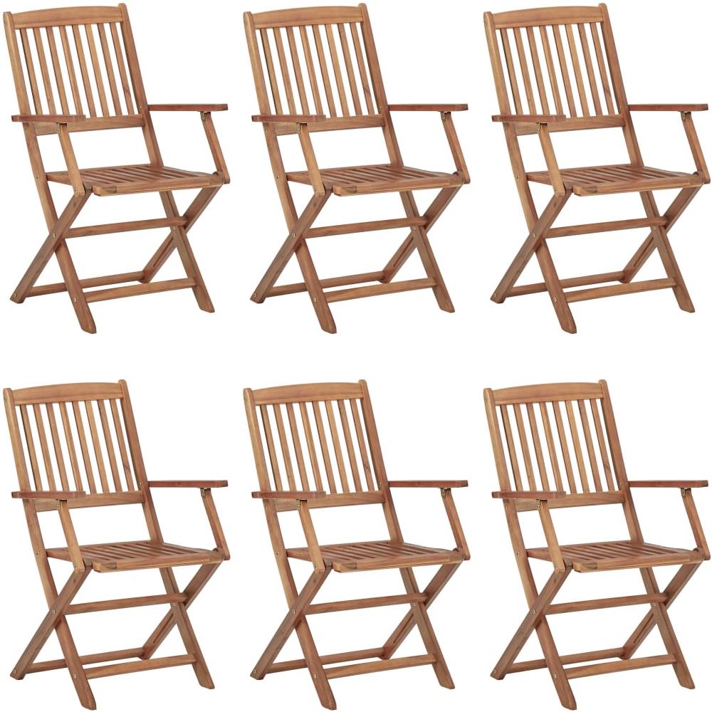 Sedie Da Giardino Pieghevoli 6 Pz In Legno Massello Di Acacia - Foto 1
