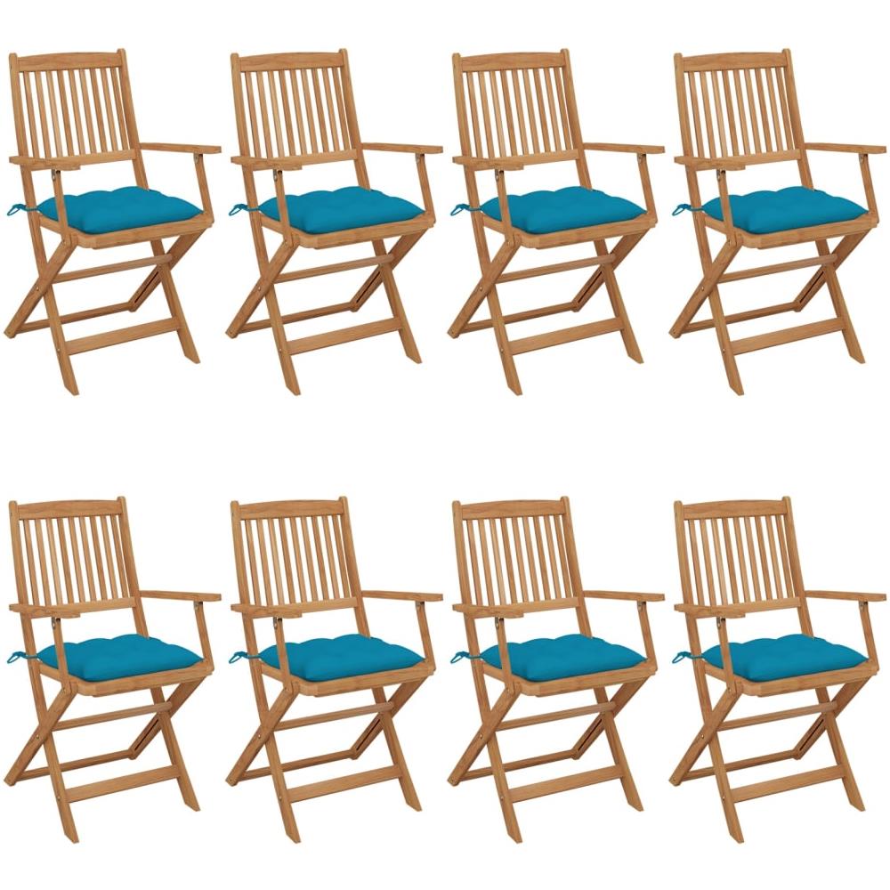 Sedie da Giardino Pieghevoli 8 pz con Cuscini Massello Acacia - Foto 1