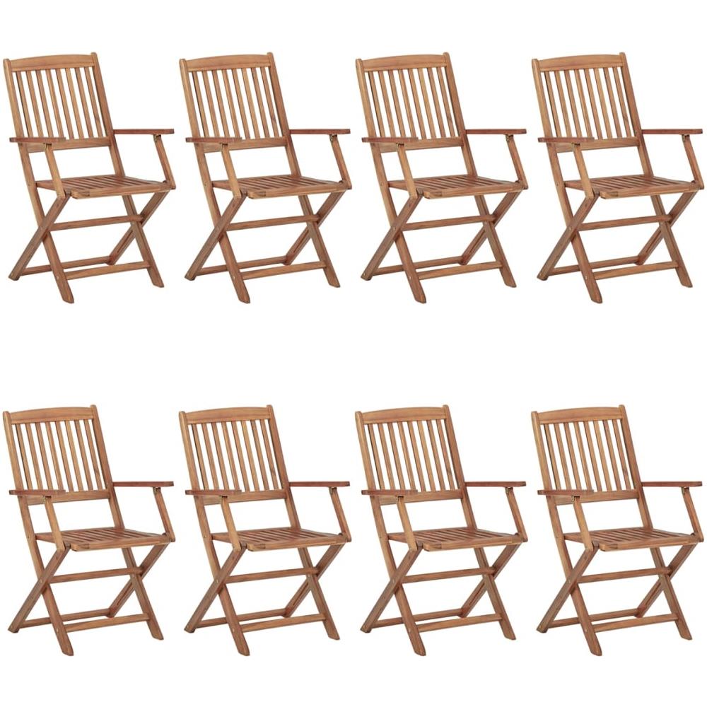 Sedie da Giardino Pieghevoli 8 pz con Cuscini Massello Acacia - Foto 2