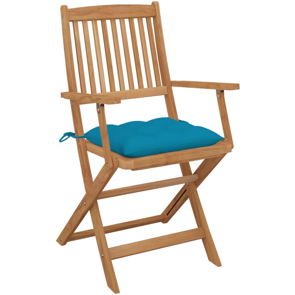 Sedie da Giardino Pieghevoli 8 pz con Cuscini Massello Acacia - Foto 3