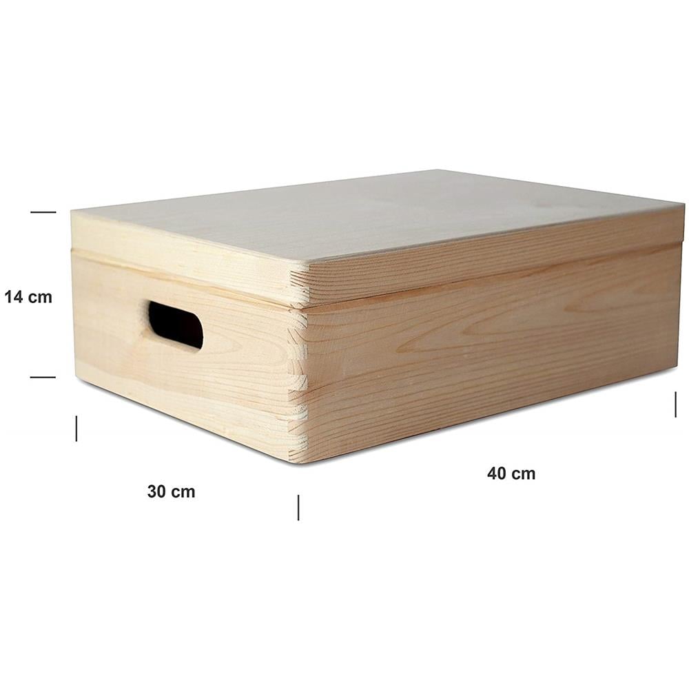 Xl Grande Scatola In Legno | 40 X 30 X 13 Cm | Coperchio E Maniglie | Conteniore Per Documenti Attrezzi Portaoggetti Portagiochi Non Verniciato Da Decorare | Ruvido E Non Levigato - Foto 2