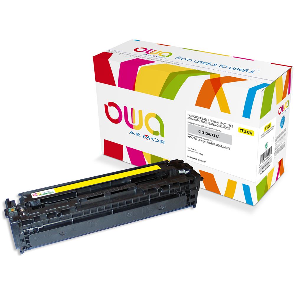 K15595OW, Toner, Giallo, Laser, HP, HP Color Laserjet Pro200M251, Pro200M276, CANON LBP 7100, 7110, MF 8230, 8280, CF212A, 731Y - Foto 1
