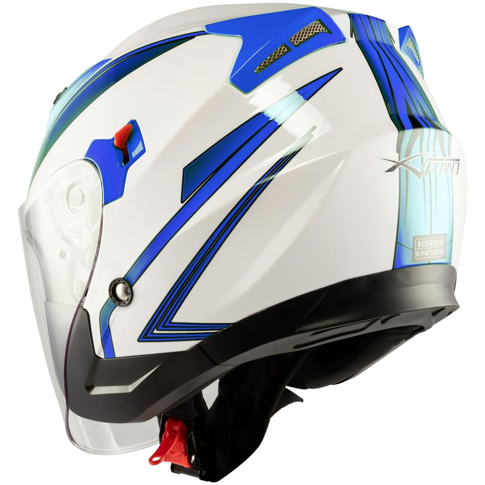 Casco Moto Jet Scooter Visiera Doppia Certificato Ece22-05 Bianco Blu Xl - Foto 10