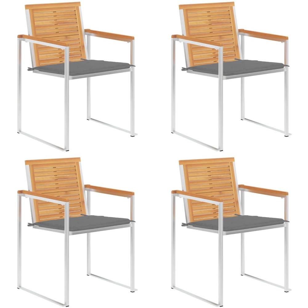 Sedie Da Giardino Con Cuscini 4 Pz In Legno Massello Di Teak - Foto 1