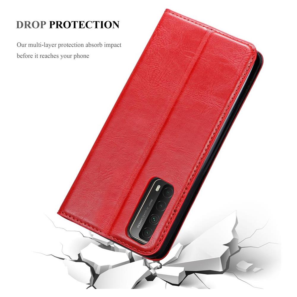 Custodia Compatibile Con Huawei P Smart 2021 In Rosso Mela - Coperchio Protettiva Con Chiusura Magnetica, Funzione Stand E Tasca Per Le Carte - Foto 8