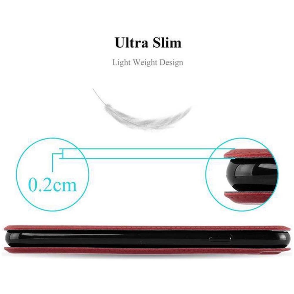 Custodia Compatibile Con Nokia Lumia 550 In Rosso Zafferano - Coperchio Protettivo Con Chiusura Magnetica, Funzione Stand E 2 Finestre Di Visualizzazione - Foto 8