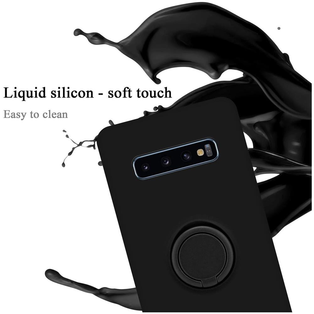 Custodia Compatibile Con Samsung Galaxy S10 Plus In Liquid Nero - Coperchio Protettivo In Silicone Tpu Flessibile Con Anello - Foto 2