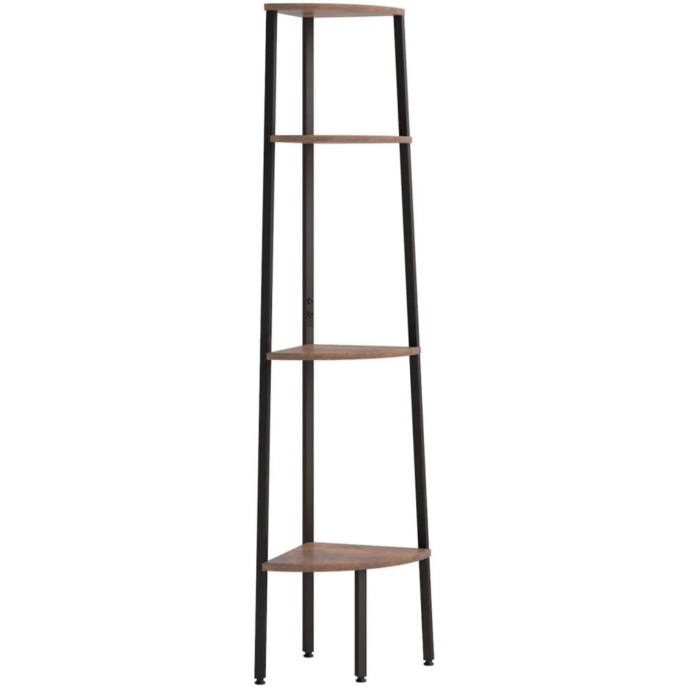 Scaffale Angolare 4 Livelli Marrone Scuro Nero 45,5x31,5x150cm - Foto 2