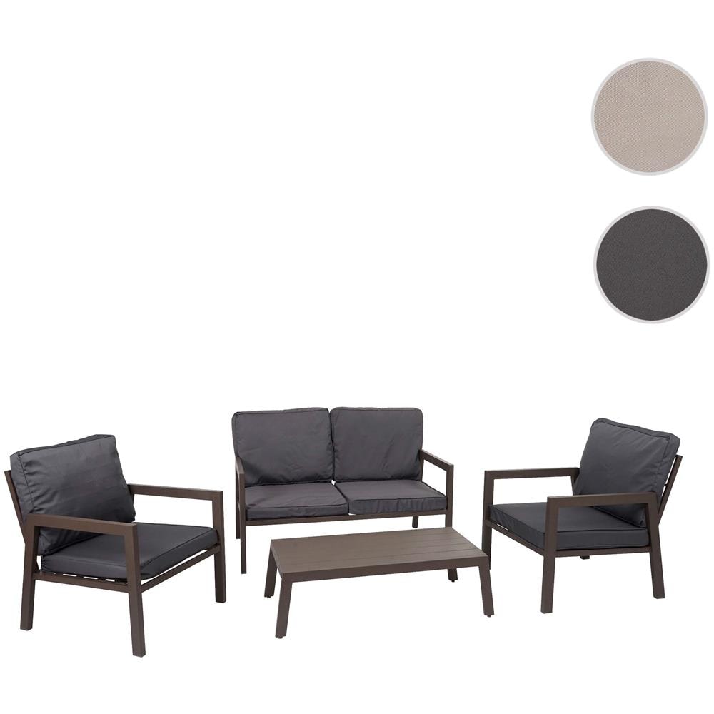 Set salotto giardino esterno salottino elegante HWC-D82 polyrattan nero con cuscini antracite | Leroy Merlin