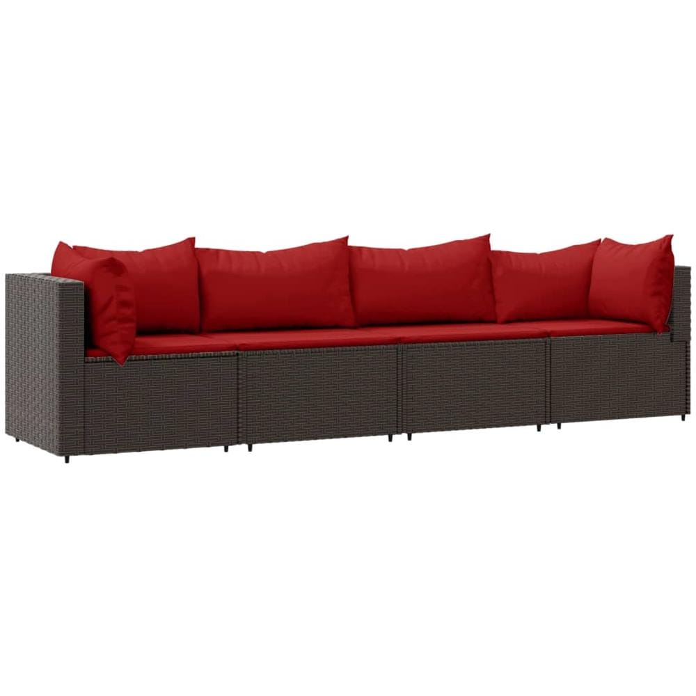 Set Mobili Da Giardino 4 Pz Con Cuscini In Polyrattan Marrone - Foto 2
