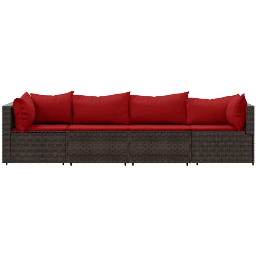 Set Mobili Da Giardino 4 Pz Con Cuscini In Polyrattan Marrone - Foto 3