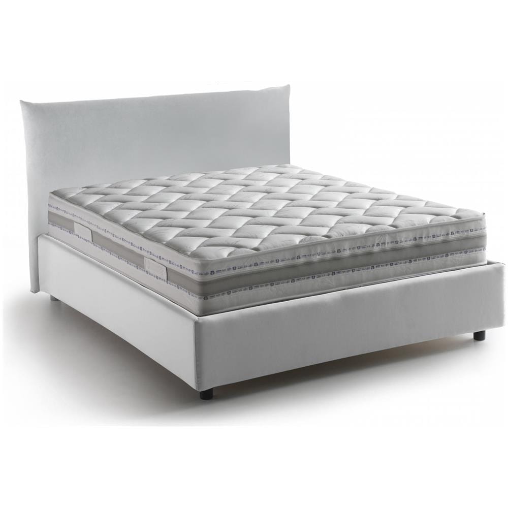 Letto Piazza E Mezza Ornella, Letto Contenitore Con Rivestimento In Tessuto, 100% Made In Italy, Apertura Frontale, Adatto Per Materasso Cm 120x190, Bianco - Foto 2