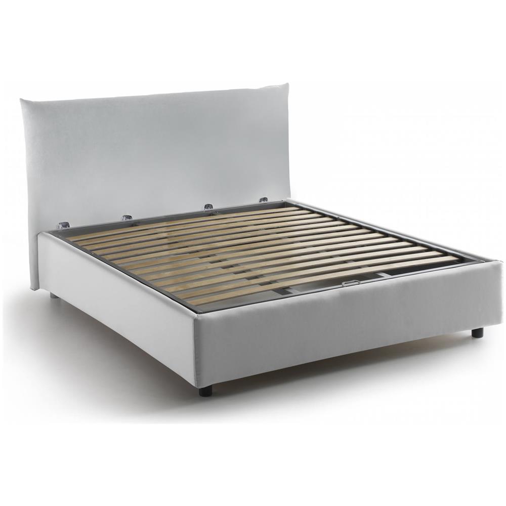 Letto Piazza E Mezza Ornella, Letto Contenitore Con Rivestimento In Tessuto, 100% Made In Italy, Apertura Frontale, Adatto Per Materasso Cm 120x190, Bianco - Foto 4