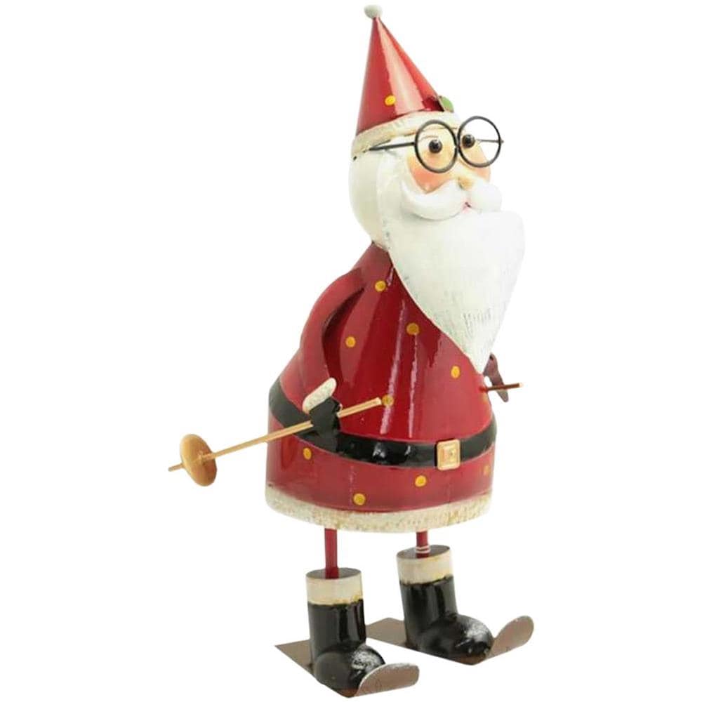 Statuina Babbo Natale Figura in Metallo Decorazione Addobbo Natalizio 42 cm - Foto 2
