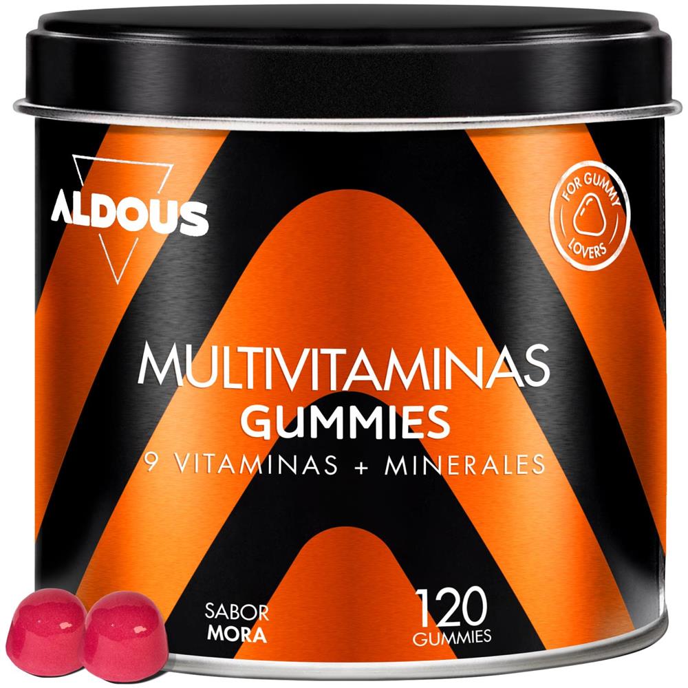 Multivitaminico in gummies Aldous | 120 caramelle gommose sapore naturale di mora - Foto 1