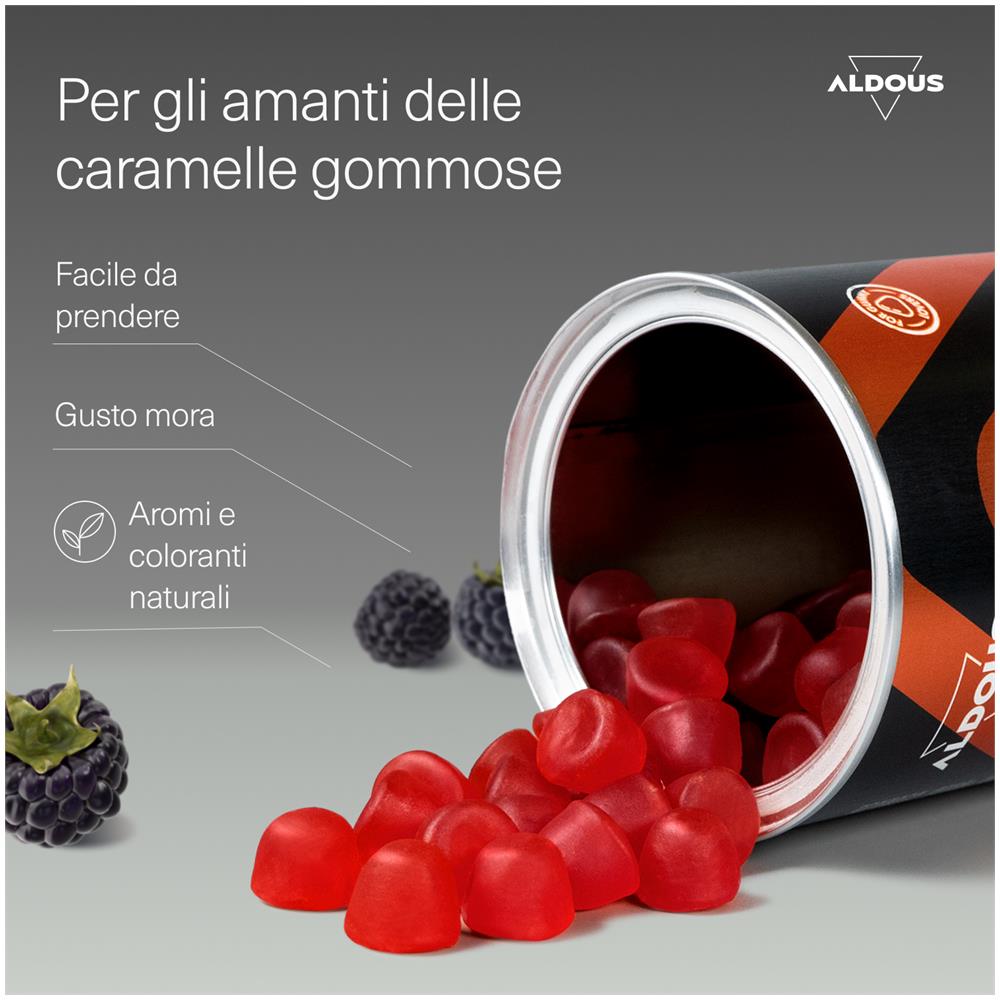 Multivitaminico in gummies Aldous | 120 caramelle gommose sapore naturale di mora - Foto 5
