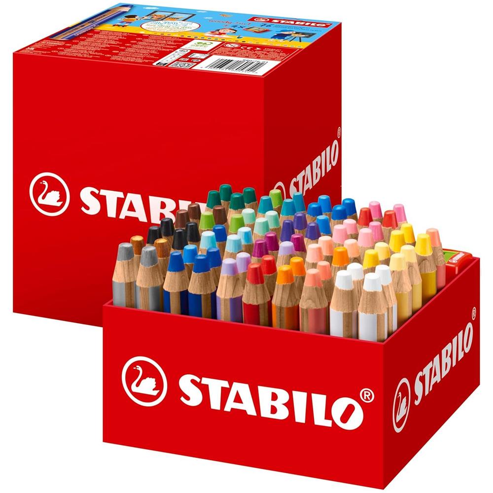 woody 3 in 1 - Matita colorata Multi-Funzione - School Box da 76 - con 4 Temperini - 24 Colori assortiti - Foto 1