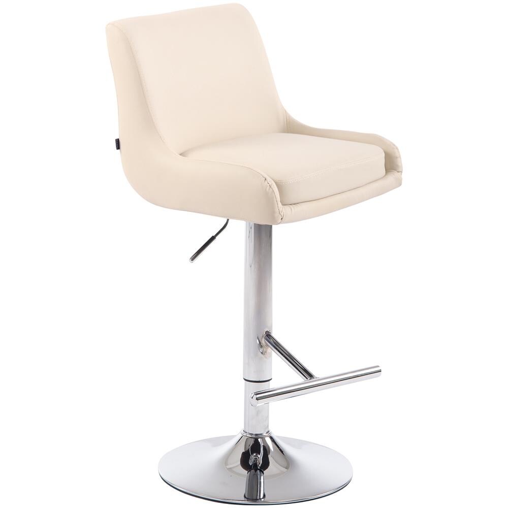 Sgabello Bancone Imbottito Club in Similpelle - Sedia Alta Cucina con Schienale e Poggiapiedi, Altezza Regolabile 67-87 cm Crema - Foto 1