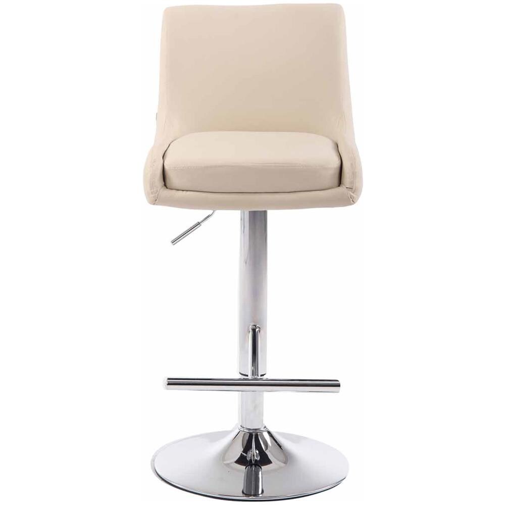 Sgabello Bancone Imbottito Club in Similpelle - Sedia Alta Cucina con Schienale e Poggiapiedi, Altezza Regolabile 67-87 cm Crema - Foto 2