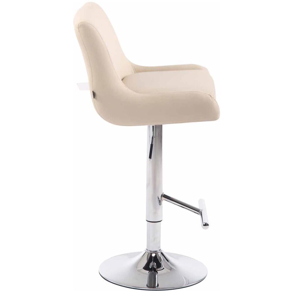 Sgabello Bancone Imbottito Club in Similpelle - Sedia Alta Cucina con Schienale e Poggiapiedi, Altezza Regolabile 67-87 cm Crema - Foto 3