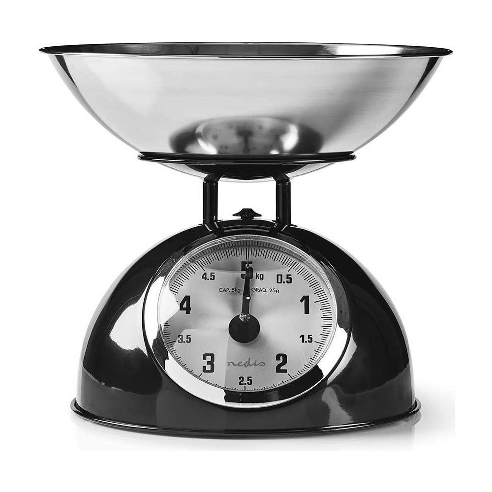 Bilancia Da Cucina Analogica In Acciaio Con Piatto Estraibile 5kg, Nero - Foto 1