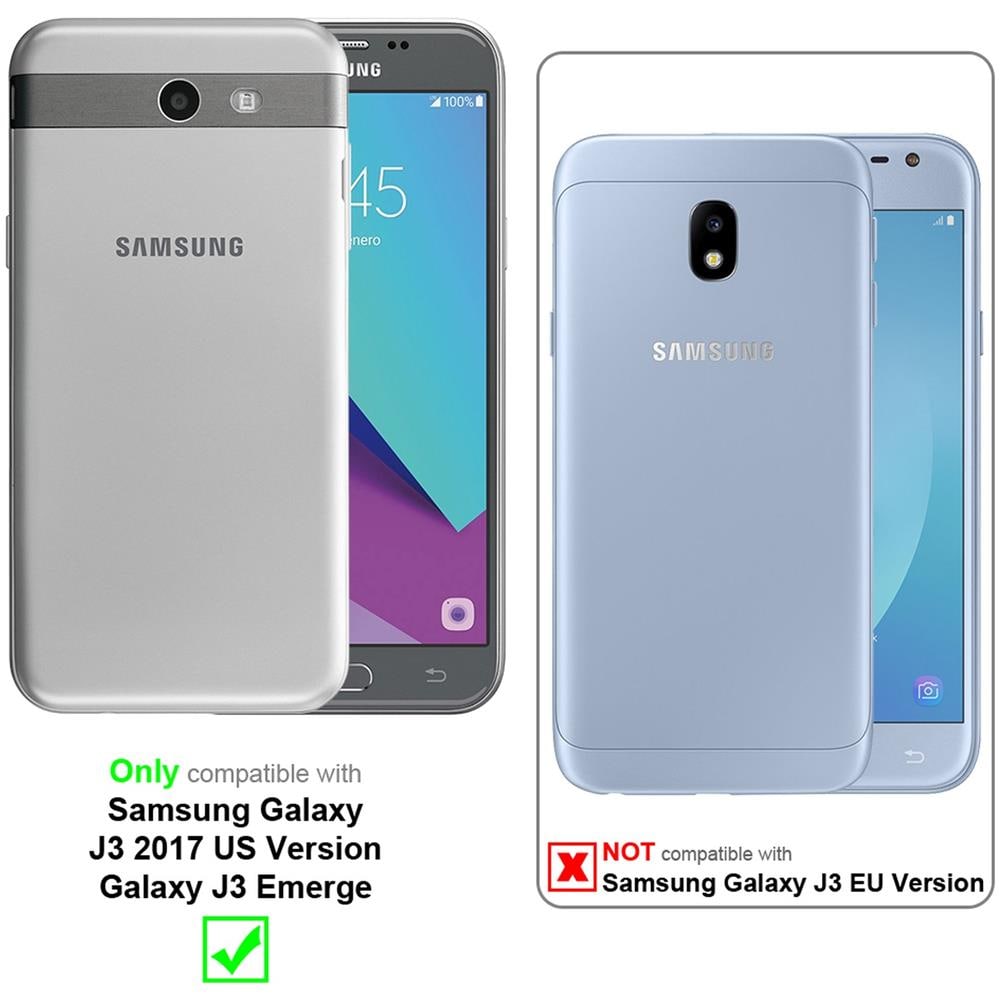 Custodia Compatibile Con Samsung Galaxy J3 2017 Us Version In Nero Carbone - Coperchio Protettiva Con Chiusura Magnetica, Funzione Stand E Tasca Per Le Carte - Foto 2