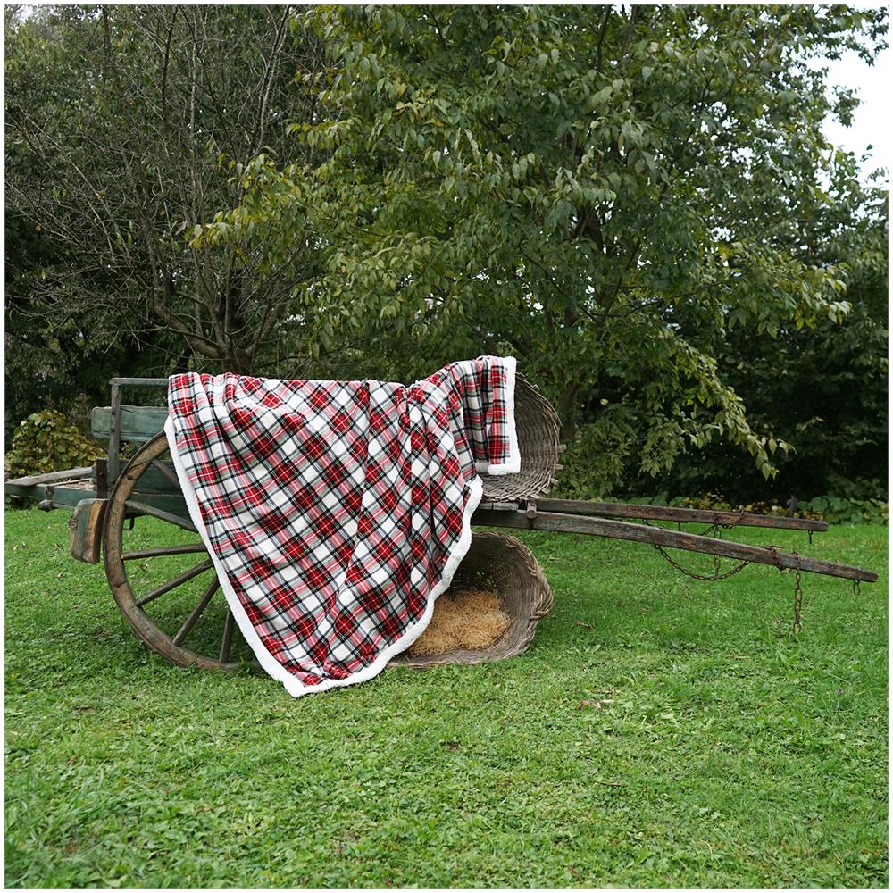 Serie Nordic Coperta Plaid Di Pile Da Divano E Letto In Morbida E Calda Microfibra Con Retro In Pelo 150x210 Cm - Scozzese Bianco - Foto 1