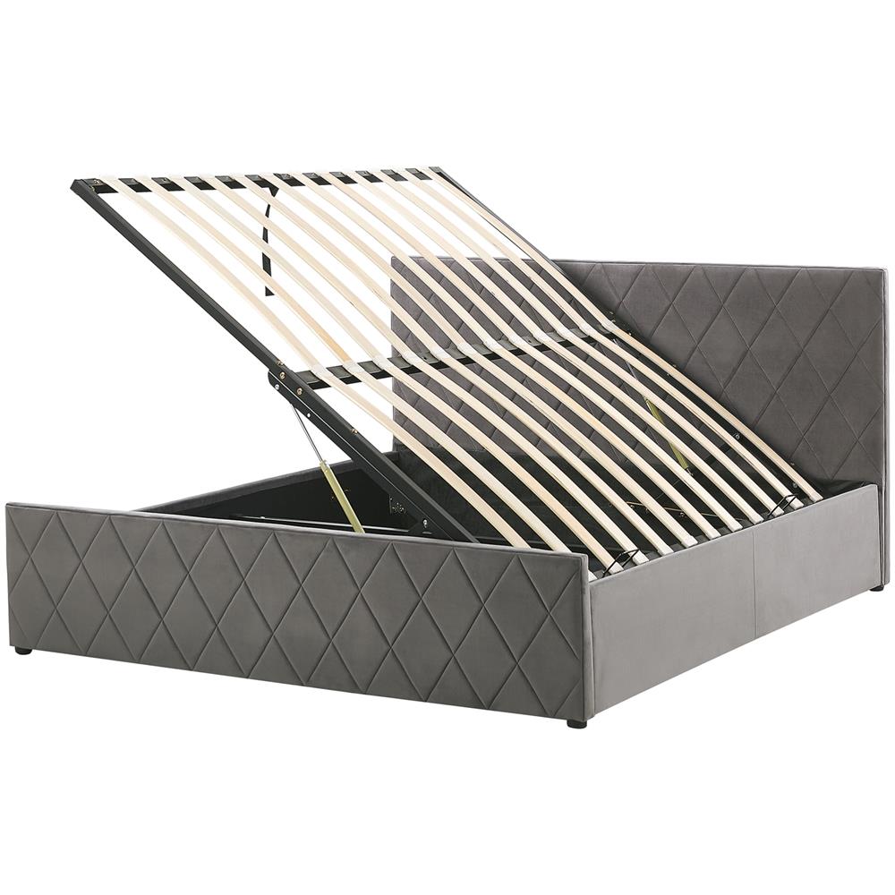Letto In Velluto Grigio Con Contenitore 140 X 200 Cm Rochefort - Foto 1