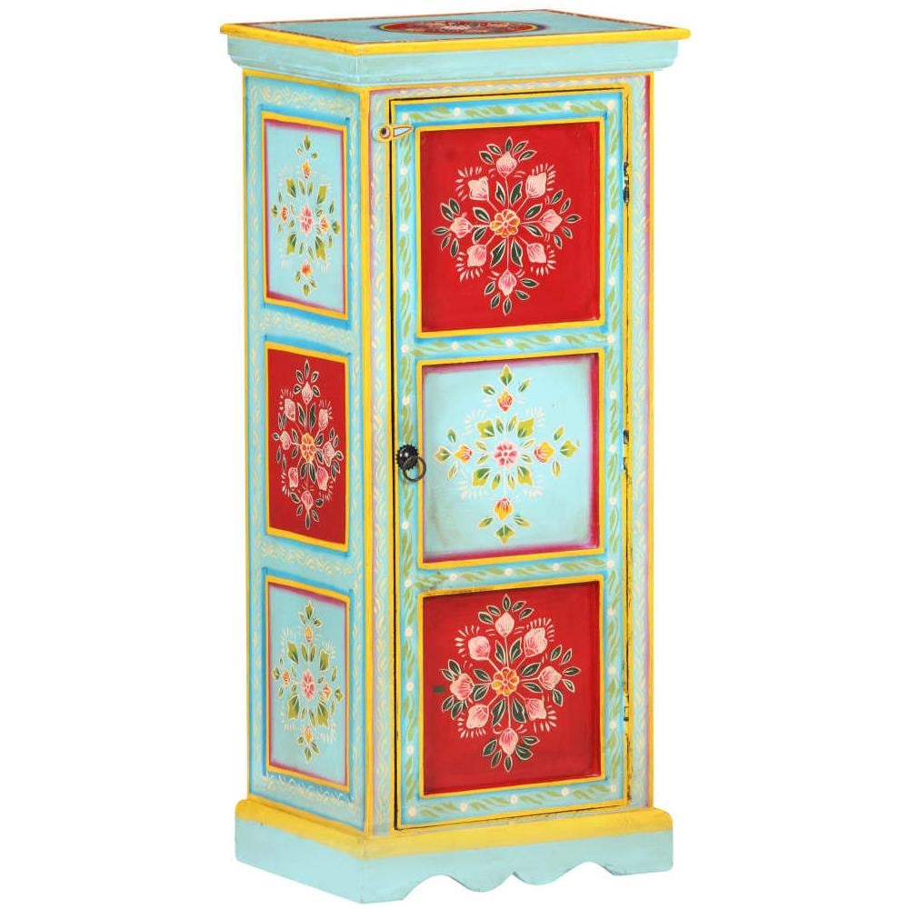 Credenza Alta Dipinta A Mano 40x30x90 Cm In Massello Di Mango - Foto 1