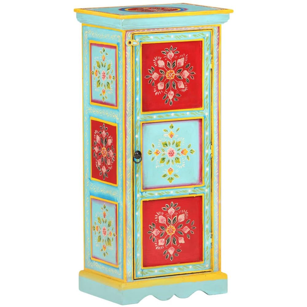 Credenza Alta Dipinta A Mano 40x30x90 Cm In Massello Di Mango - Foto 8