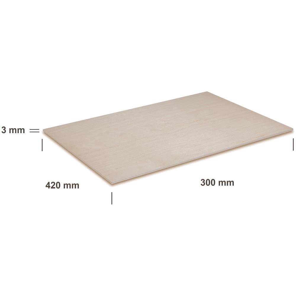 3 X A3 Compensato Pannello Legno Grezzo Fogli | 420 X 300 X 3 Mm (+ / - 0.5 Mm) | Bricolage Tavola Betulla Baltico | Perfetto Per Pirografia, Taglio Laser, Cnc Router, Modellare, Traforato - Foto 2